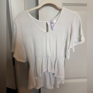 Francesca's Collections White Peplum Blouse